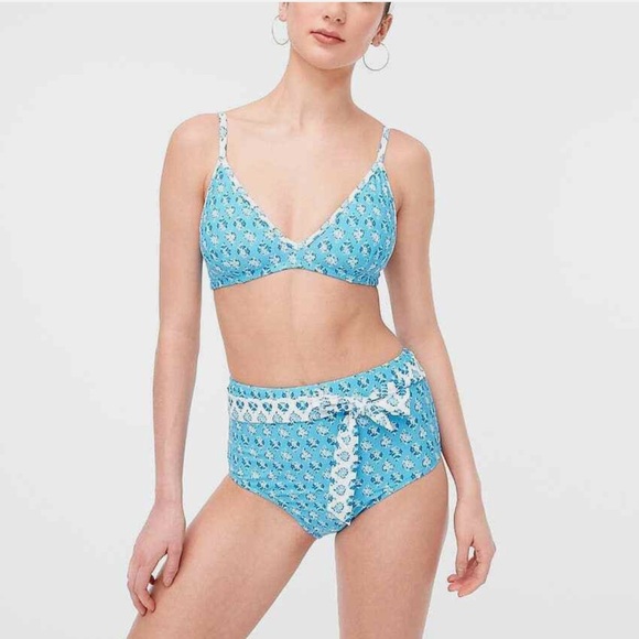 J. Crew Other - J. Crew Blue and White Mixed Print Bikini Set
